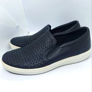 ECCO Men's Soft 7 Woven Slip On Nubuck Black Leather Sneaker EU45 US11